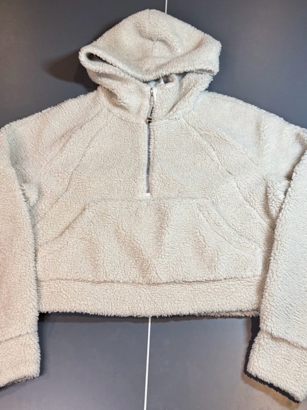 lululemon athletica Cream Sherpa Cropped Half-Zip Hoodie